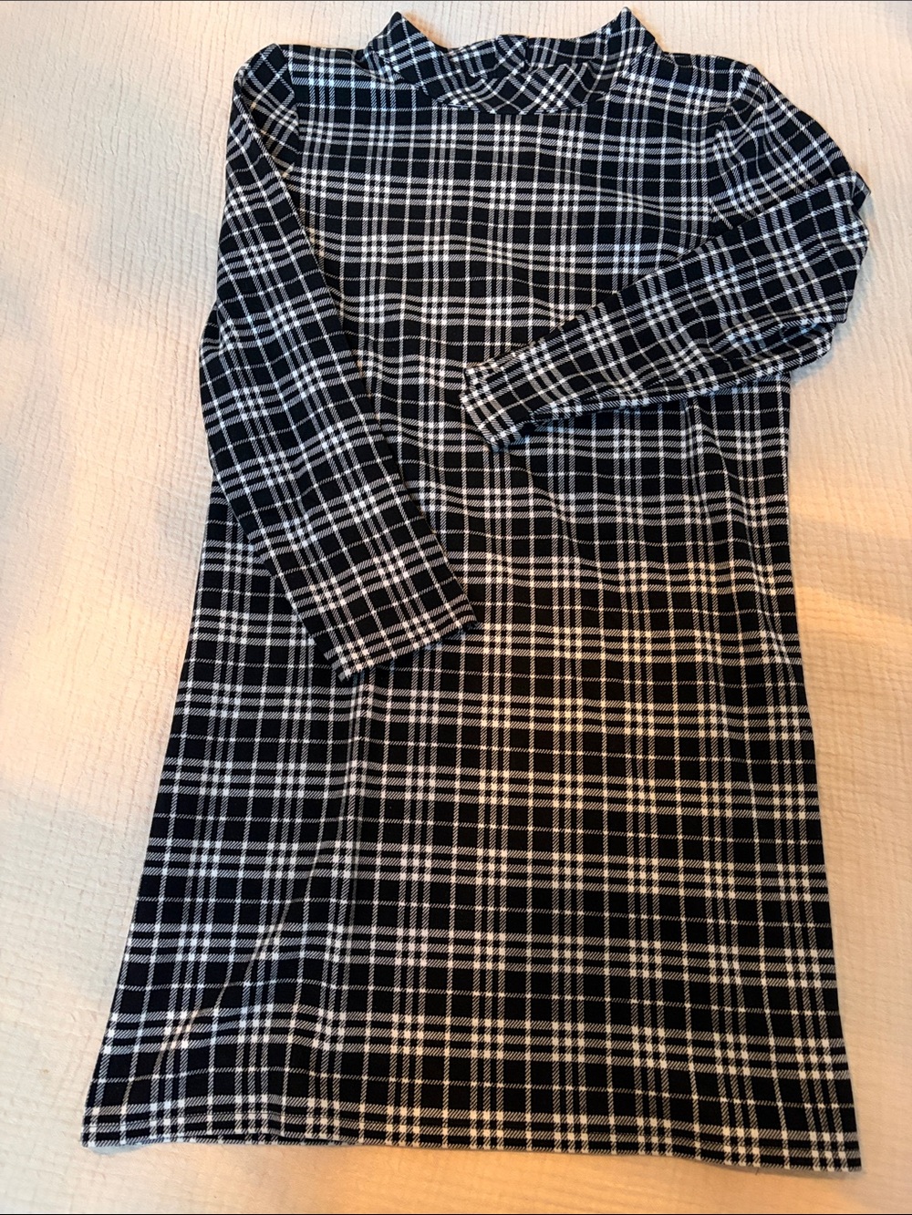 Talbots Black and White Plaid Long Sleeve Shirt